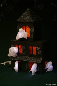 DIY Halloween craft decoration - tissue box haunted house