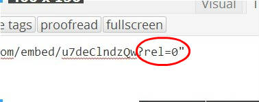 embed youtube video in wordpress rel=0