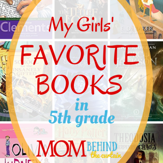 My girls' favorite books in 5th grade - on a background of book covers